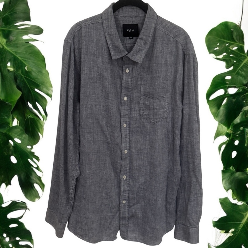 Rails Wyatt Chambray Button Down in Blue Heather Lightweight Men’s Size‎ XXL